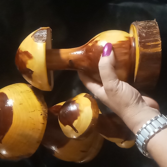 3 Hand turned on the lathe cedar mushrooms by KC WOODCRAFTING. - Picture 5 of 7